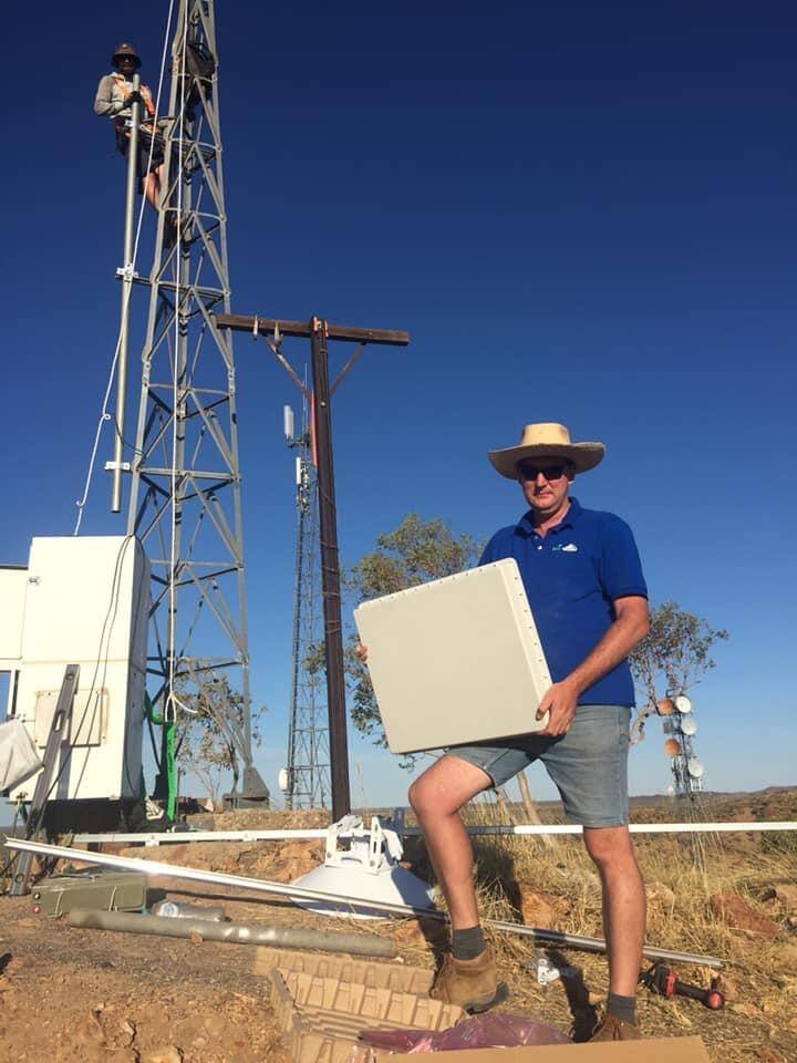 William Harrington installing Wi-Sky tower